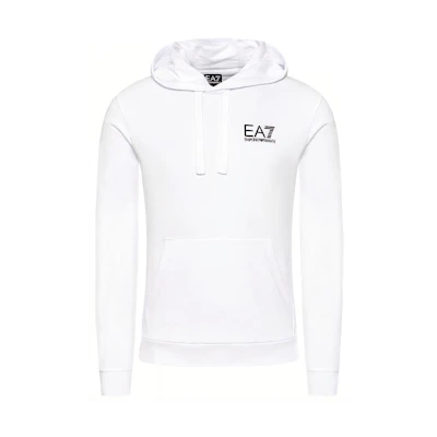Emporio Armani EA7 SS21 Logo Print Pullover Hoodie White 3KPM31-PJ8LZ-1100