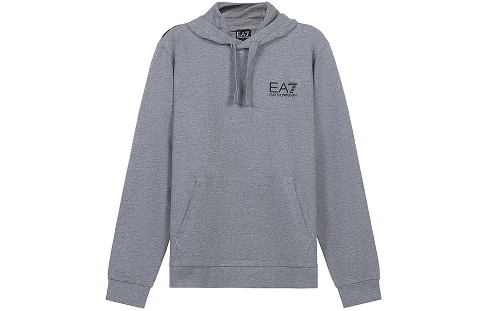 Emporio Armani EA7 SS21 Logo Print Pullover Hoodie Gray 3KPM31-PJ8LZ-3905