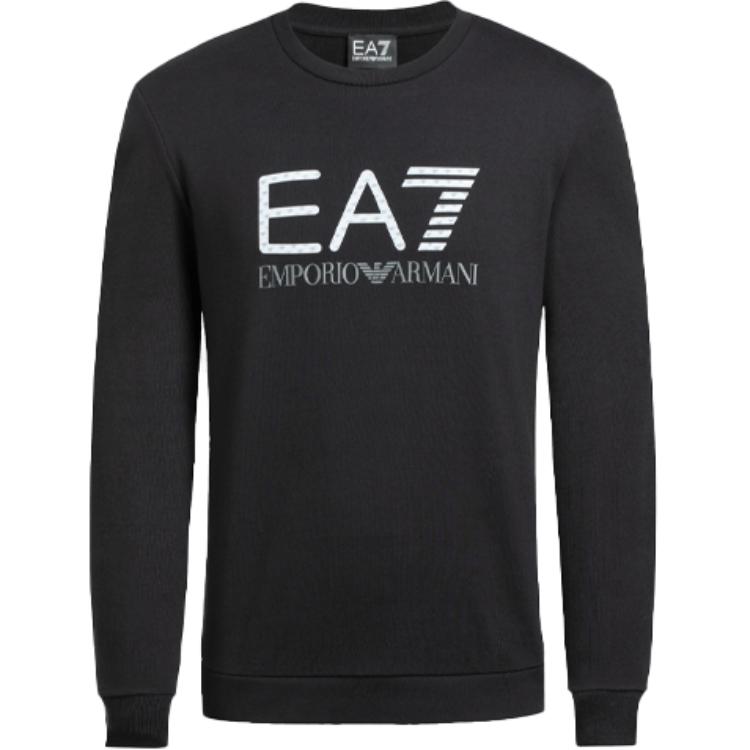 Emporio Armani EA7 SS21 Logo Print Pullover Sweatshirt Black 3KPMD7-PJ2SZ-1200