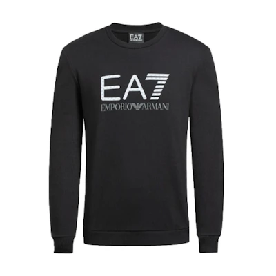 Emporio Armani EA7 SS21 Logo Print Pullover Sweatshirt Black 3KPMD7-PJ2SZ-1200