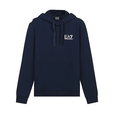 Emporio Armani EA7 SS21 Navy Blue Logo Printed Pullover Hoodie for Men 3KPM31-PJ8LZ-1554