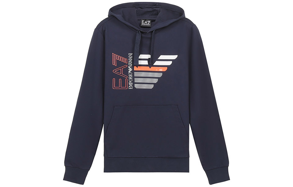 Emporio Armani EA7 SS21 Navy Hoodie with Colorful Eagle Logo - 3KPM41-PJ05Z-1554