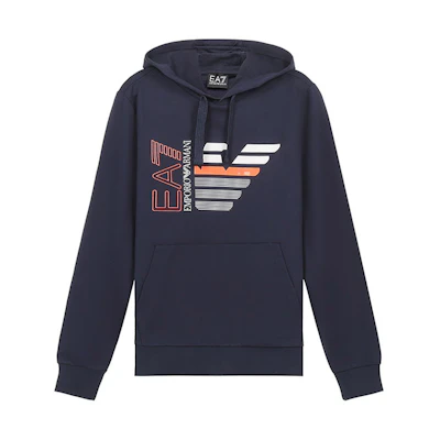 Emporio Armani EA7 SS21 Navy Hoodie with Colorful Eagle Logo - 3KPM41-PJ05Z-1554