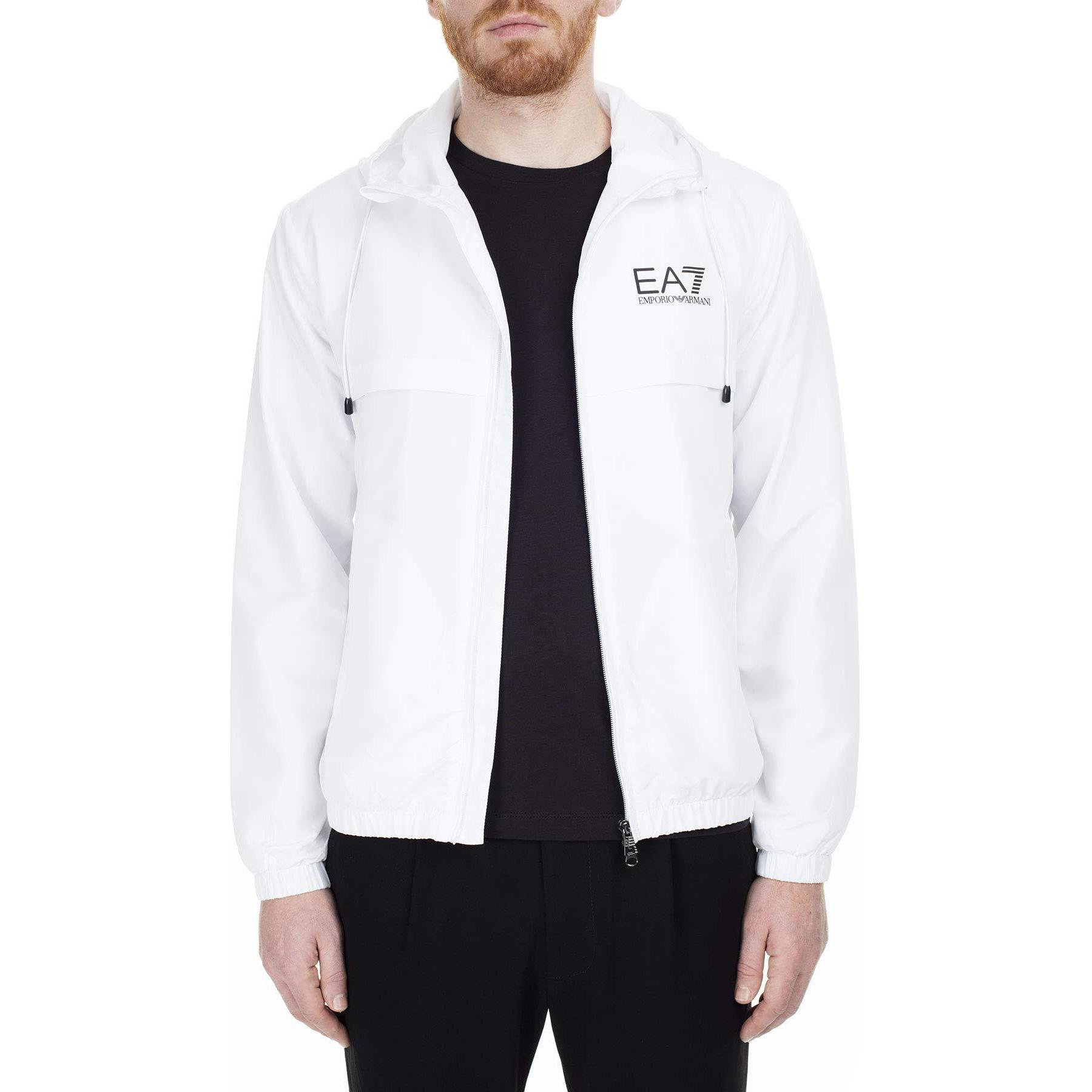 Emporio Armani EA7 SS21 White Hoodie Zip-Up Jacket 3HPB13-PN28Z-1100