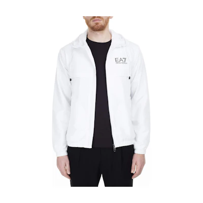Emporio Armani EA7 SS21 White Hoodie Zip-Up Jacket 3HPB13-PN28Z-1100