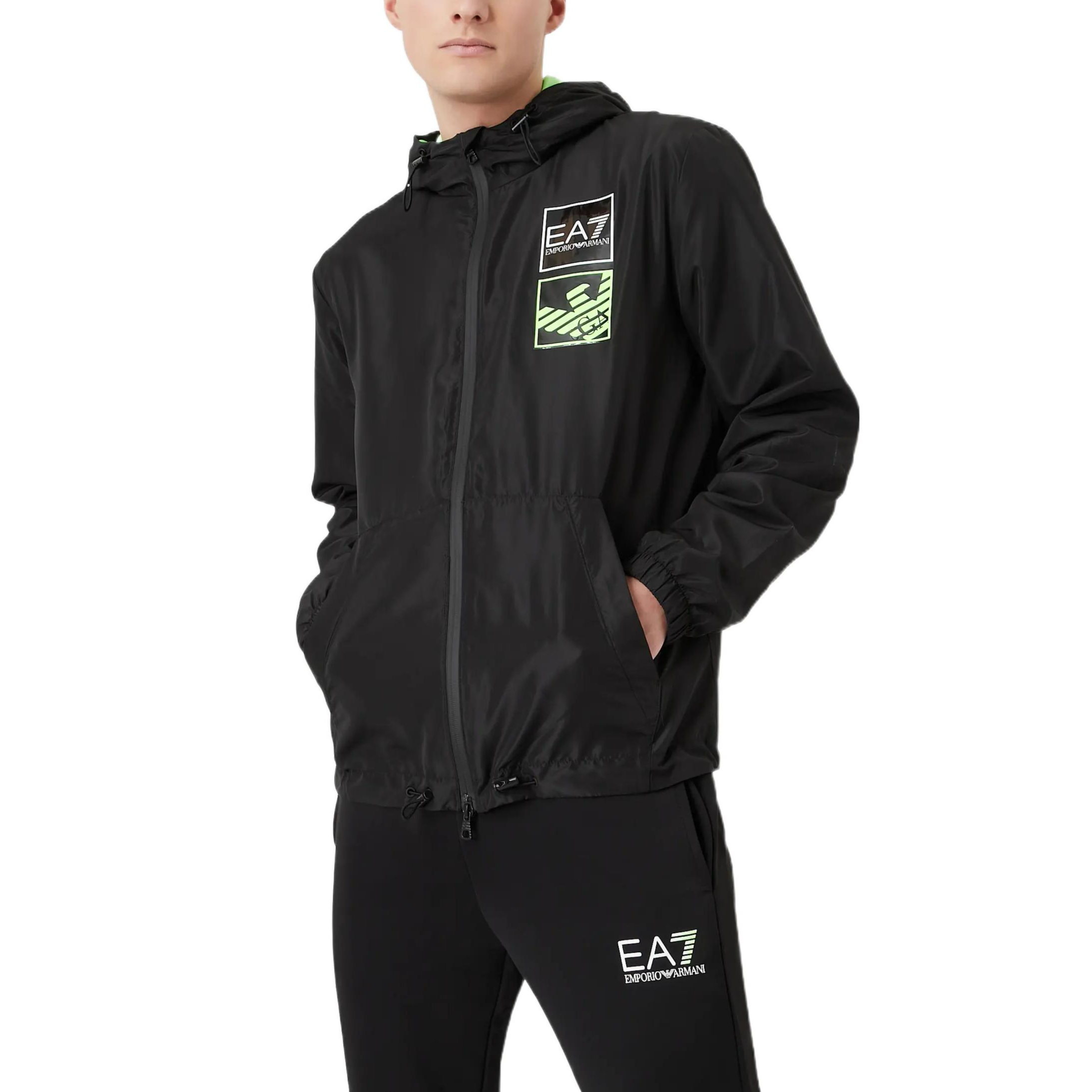 Emporio Armani EA7 SS22 Black Hooded Jacket with Logo for Men 3LPB05-PN28Z-1200 圖 4