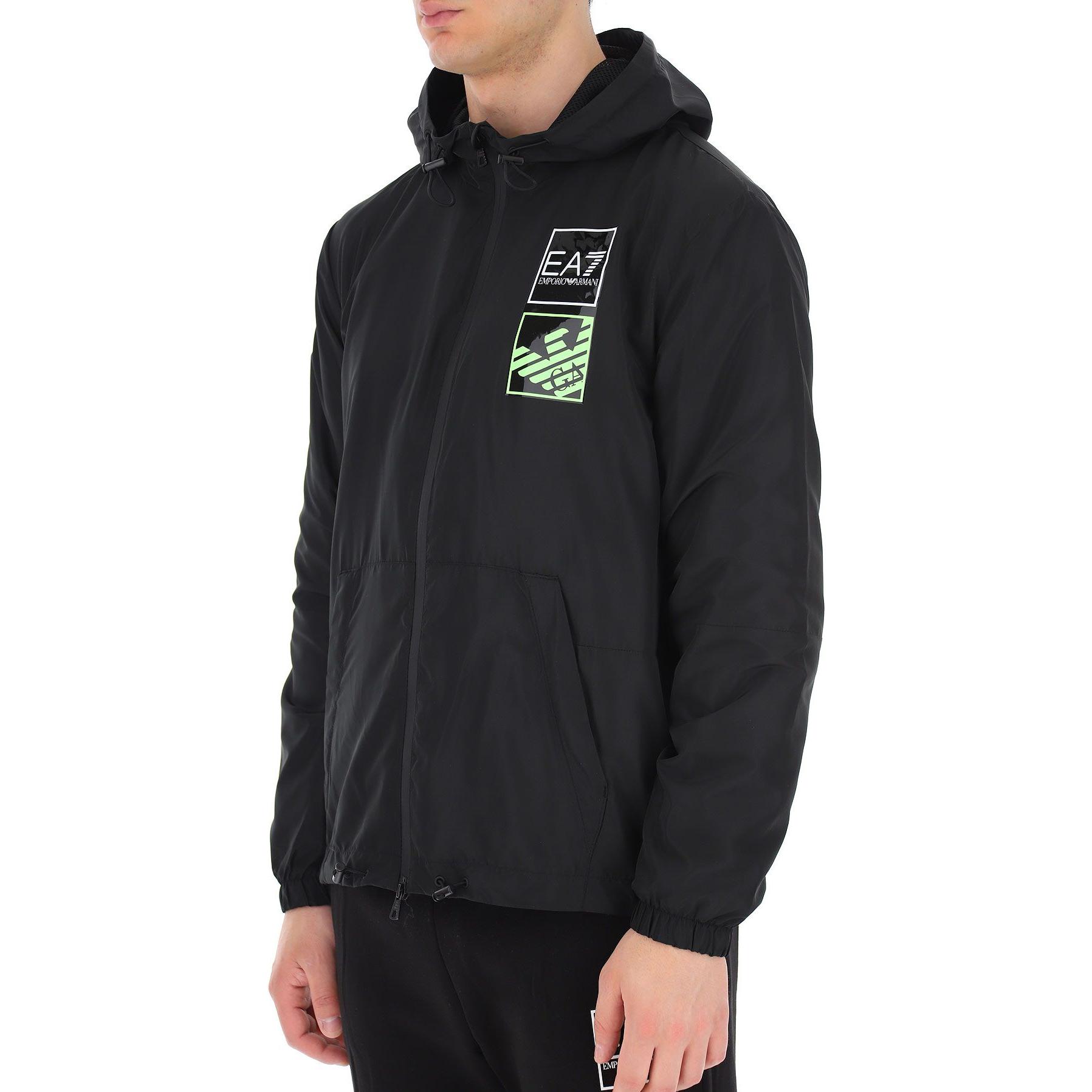 Emporio Armani EA7 SS22 Black Hooded Jacket with Logo for Men 3LPB05-PN28Z-1200 圖 6