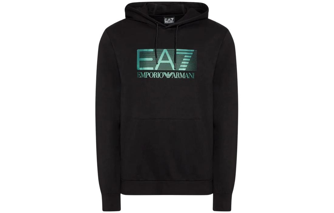 Emporio Armani EA7 SS22 Black Hoodie with Logo Print 6LPM62-PJ05Z-1200
