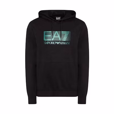 Emporio Armani EA7 SS22 Black Hoodie with Logo Print 6LPM62-PJ05Z-1200
