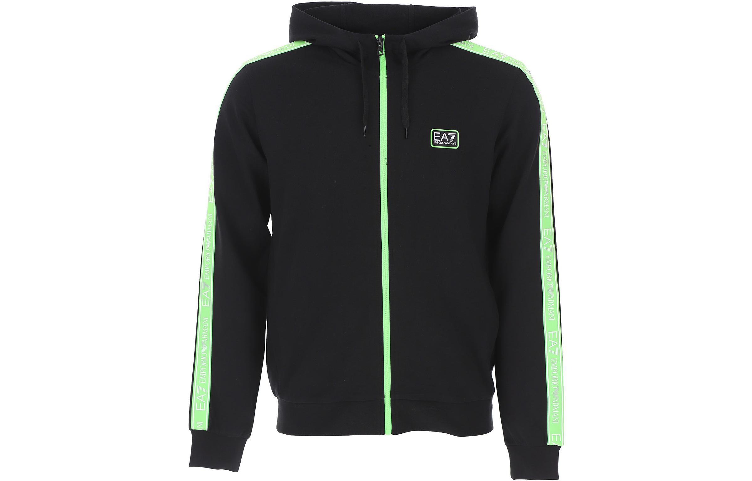 Emporio Armani EA7 SS22 Black Hoodie with Shoulder Logo Print 3LPM40-PJ05Z-1200