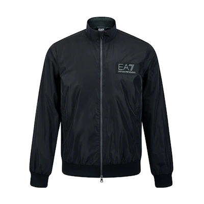 Emporio Armani EA7 SS22 Black Logo Zip-Up Collar Casual Jacket 3LPB38-PNAGZ-1200