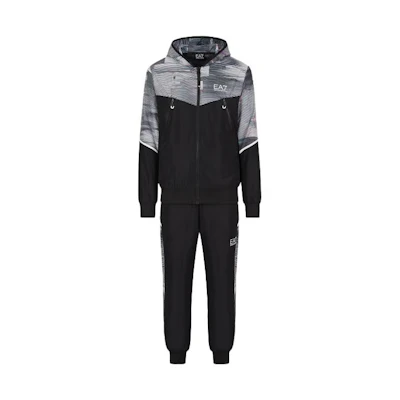 Emporio Armani EA7 SS22 Black Zip-Up Hoodie and Sweatpants Set 3LPV04-PNP6Z-0200