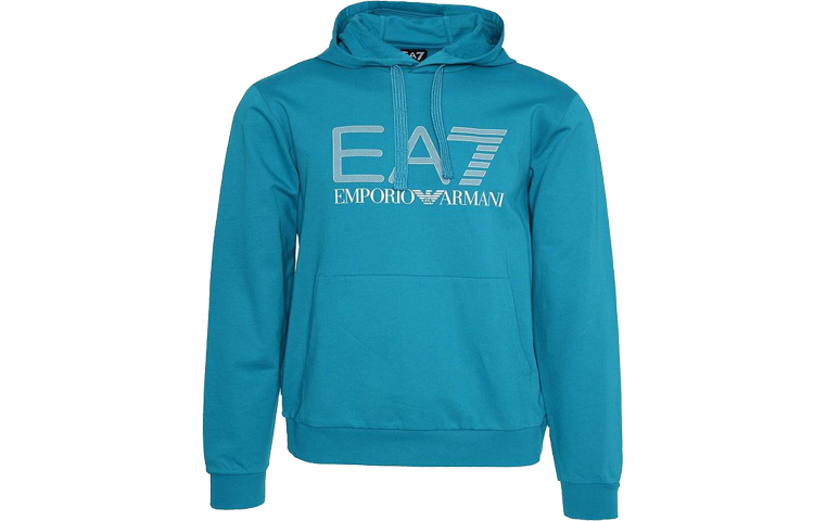 Emporio Armani EA7 SS22 Blue Cotton Long-Sleeve Hoodie 3KPM62-PJ05Z-1521