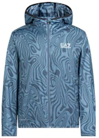 Emporio Armani EA7 SS22 Blue Full Print Hooded Zip Jacket Casual Style 3LPB11-PN2TZ-2508 Emporio Armani EA7 SS22 Blue Full Print Hooded Zip Jacket Casual Style 3LPB11-PN2TZ-2508