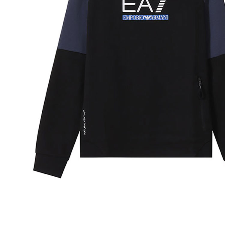 Cheap Emporio Armani EA7 SS22 拼色Logo圓領衛衣 - 黑色 3LPM41-PJANZ-1200