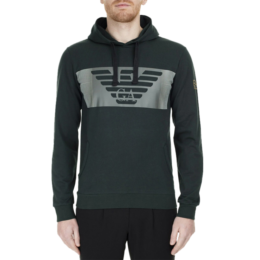 Emporio Armani EA7 SS22 Green Hoodie with Eagle Logo Print 6GPM56-PJ05Z-1860