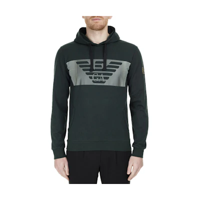 Emporio Armani EA7 SS22 Green Hoodie with Eagle Logo Print 6GPM56-PJ05Z-1860