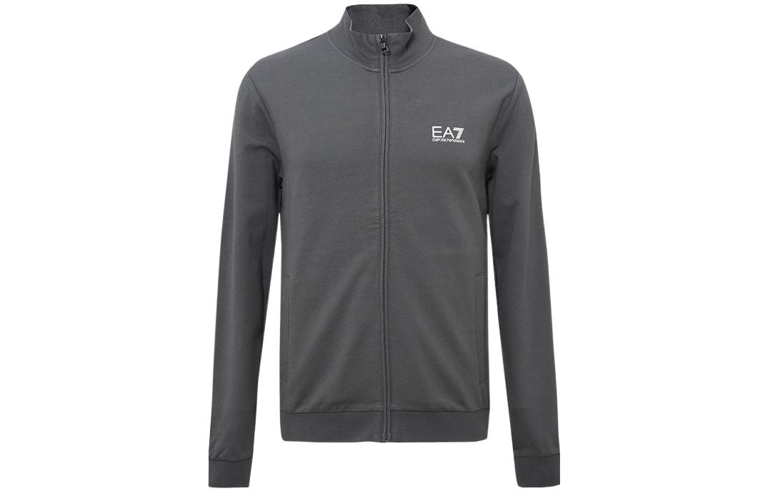 Emporio Armani EA7 SS22 Grey Logo Casual Jacket with Stand Collar 8NPM01-PJ05Z-1977
