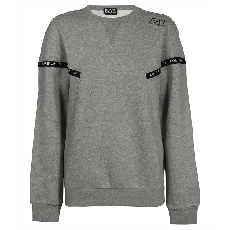 Emporio Armani EA7 SS22 Grey Pullover Sweatshirt with Logo Print 6KPM63-PJ07Z-3905