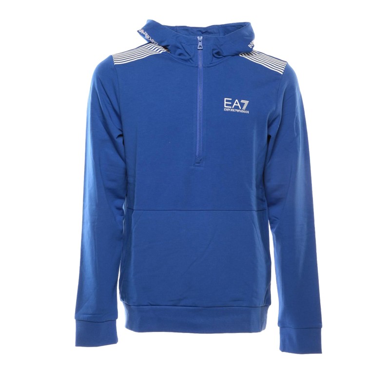 Emporio Armani EA7 SS22 Logo Half-Zip Sweatshirt Men’s Blue 6KPM56-PJ9FZ-1585