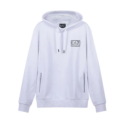 Emporio Armani EA7 SS22 Logo Hoodie White 3LPM96-PJ07Z-1100