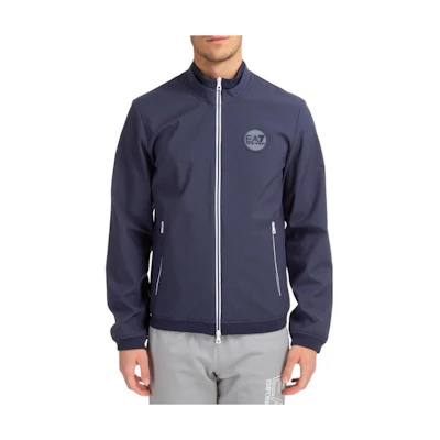 Emporio Armani EA7 SS22 Logo Patch High Collar Casual Jacket Blue () 3LPB12-PN8TZ-1554