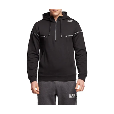 Emporio Armani EA7 SS22 Logo Print Black Zip Hoodie 6KPM64-PJ07Z-1200