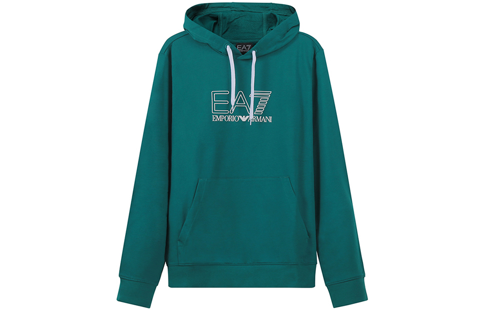 Emporio Armani EA7 SS22 Logo Print Cotton Hoodie Green 3LPM62-PJ05Z-1839