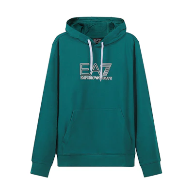 Emporio Armani EA7 SS22 Logo Print Cotton Hoodie Green 3LPM62-PJ05Z-1839