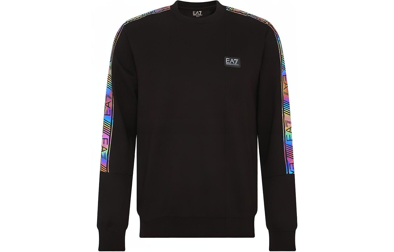 Emporio Armani EA7 SS22 Logo Print Crewneck Long-Sleeve Sweatshirt Black 6LPM43-PJ05Z-1200