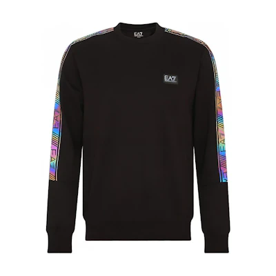 Emporio Armani EA7 SS22 Logo Print Crewneck Long-Sleeve Sweatshirt Black 6LPM43-PJ05Z-1200