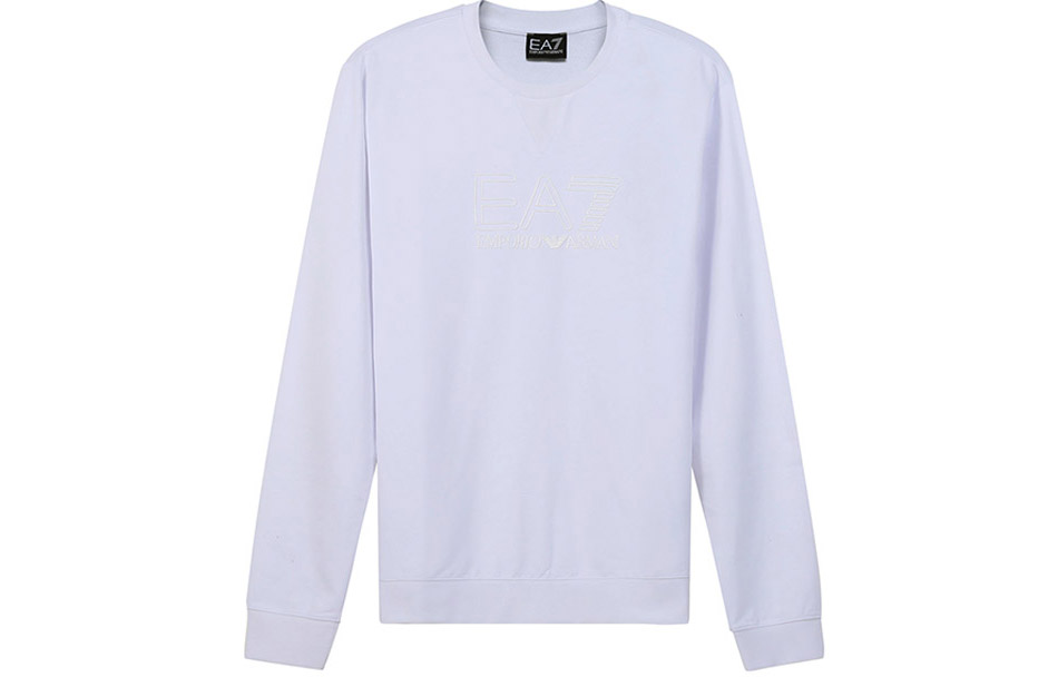 Emporio Armani EA7 SS22 Logo Print Crewneck Sweatshirt White 3LPM60-PJ05Z-1100