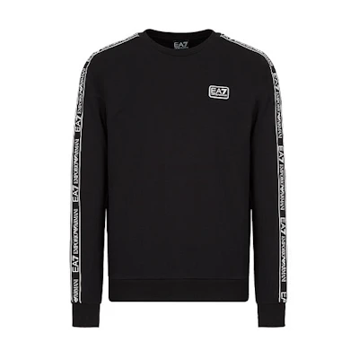 Emporio Armani EA7 SS22 Logo Print Crewneck Sweatshirt Black () 3LPM39-PJ05Z-0200