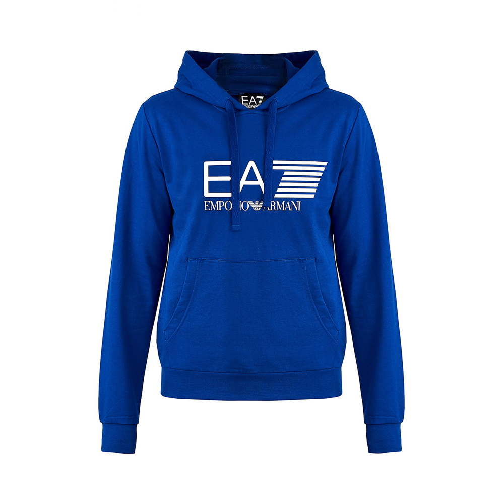 Emporio Armani EA7 SS22 Logo Print Drawstring Hoodie in Navy Blue 3ZPM62-PJ05Z-1570