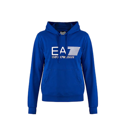 Emporio Armani EA7 SS22 Logo Print Drawstring Hoodie in Navy Blue 3ZPM62-PJ05Z-1570