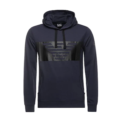Emporio Armani EA7 SS22 Logo Print Hoodie Men’s Navy Blue 6GPM56-PJ05Z-1554