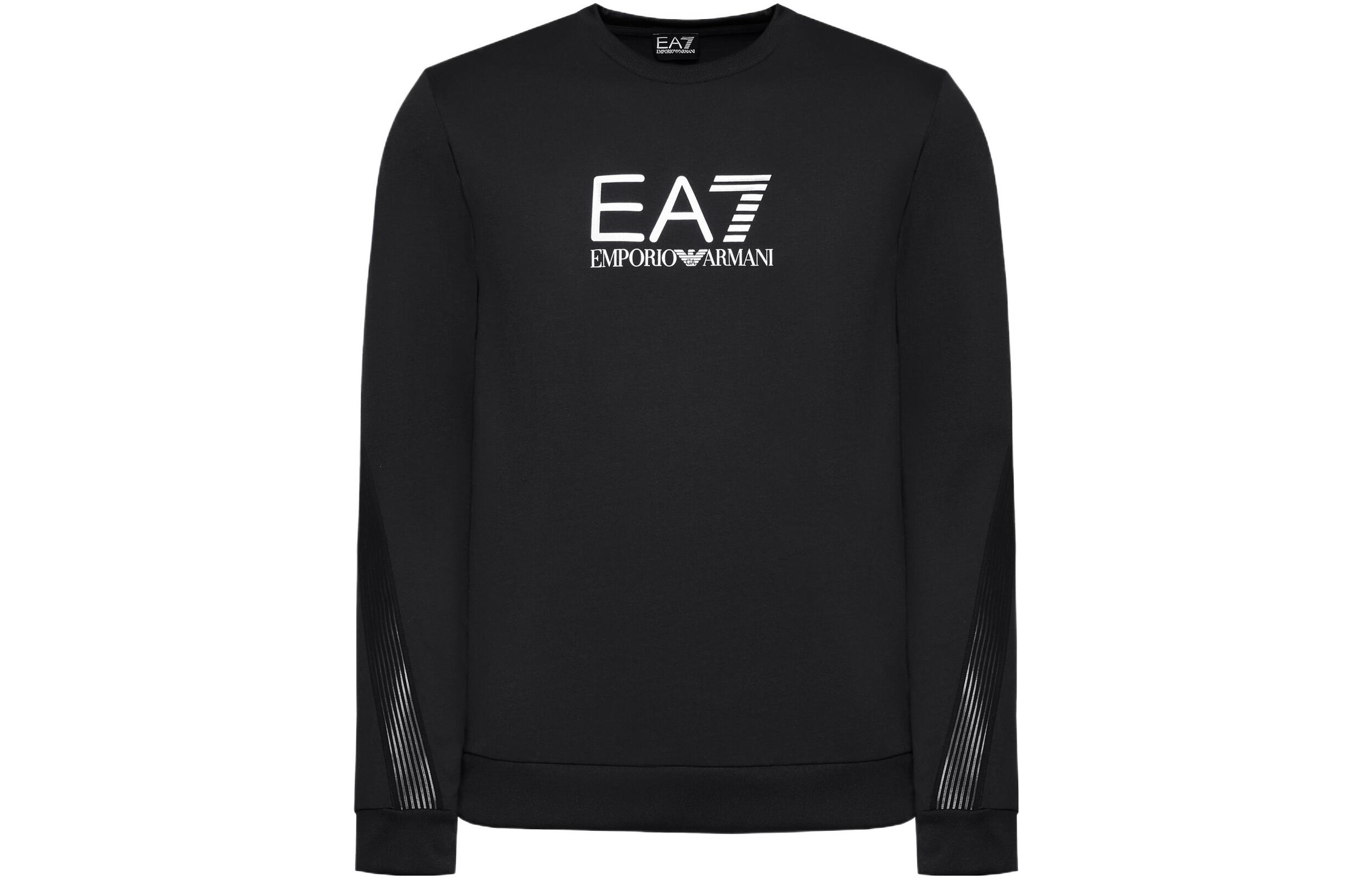 Emporio Armani EA7 SS22 Logo Print Sweatshirt Black Men 3LPM67-PJ05Z-1200