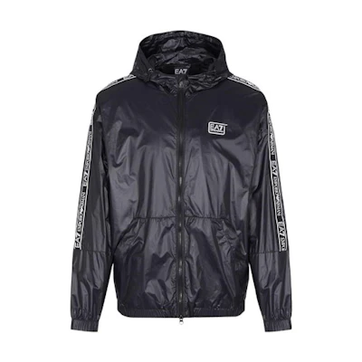 Emporio Armani EA7 SS22 Logo Print Zip Hoodie Jacket Men’s Black 3LPB29-PNR4Z-0200