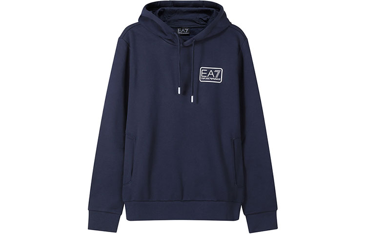 Emporio Armani EA7 SS22 Navy Blue Cotton Fleece Hoodie 3LPM96-PJ07Z-1554