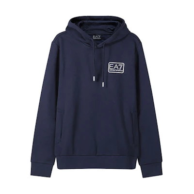 Emporio Armani EA7 SS22 Navy Blue Cotton Fleece Hoodie 3LPM96-PJ07Z-1554