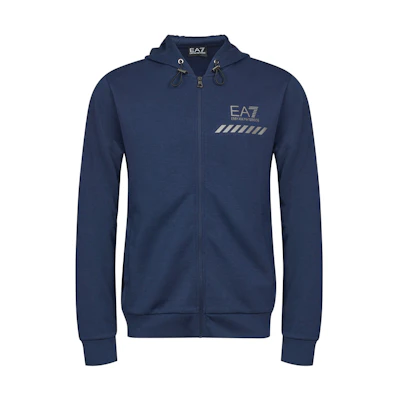 Emporio Armani EA7 SS22 Navy Blue Letter Print Zip-Up Hoodie 3KPM82-PJARZ-1554