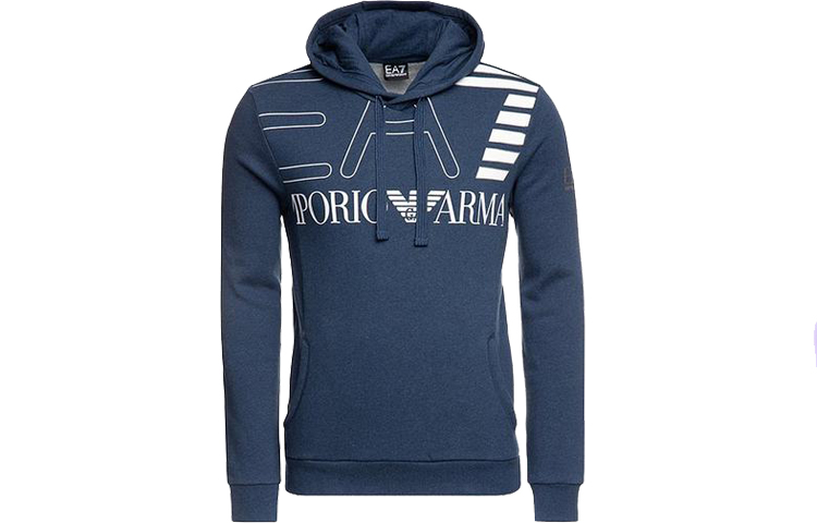 Emporio Armani EA7 SS22 Navy Blue Printed Hoodie 6GPM30-PJ07Z-3503