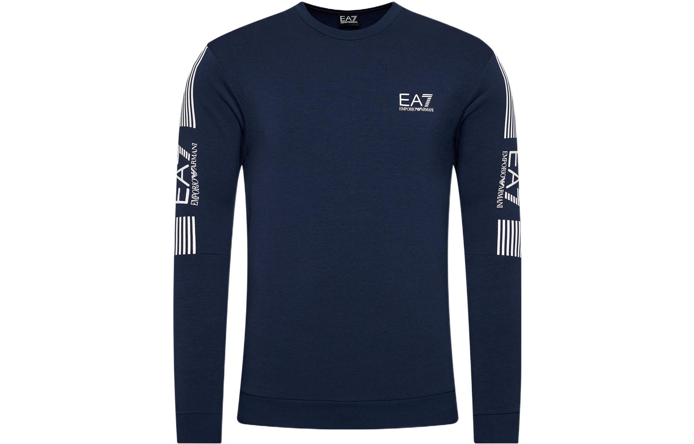 Emporio Armani EA7 SS22 Navy Logo Print Crewneck Sweatshirt for Men 6KPM55-PJ9FZ-1554