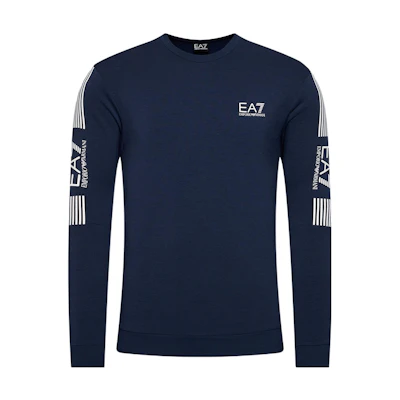 Emporio Armani EA7 SS22 Navy Logo Print Crewneck Sweatshirt for Men 6KPM55-PJ9FZ-1554