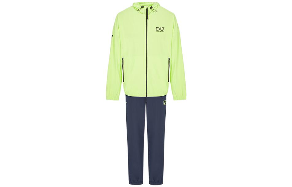 Emporio Armani EA7 SS22 Neon Green & Navy Logo Hoodie Tracksuit 3LPV08-PN4HZ-28BB