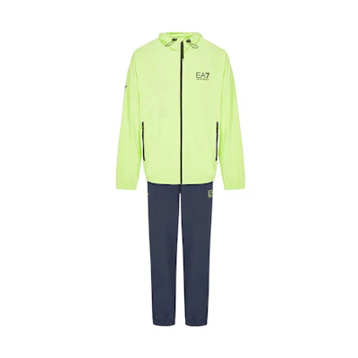 Emporio Armani EA7 SS22 Neon Green & Navy Logo Hoodie Tracksuit 3LPV08-PN4HZ-28BB