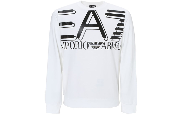Emporio Armani EA7 SS22 Printed Cotton Crewneck Sweatshirt White 3HPM27-PJ05Z-1100
