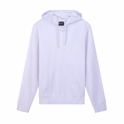 Emporio Armani EA7 SS22 White Cotton Hoodie 3LPM62-PJ05Z-1100