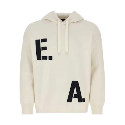 Emporio Armani EA7 SS22 White Hoodie with Letter Print 6L1MXS-1MBWZ-0128