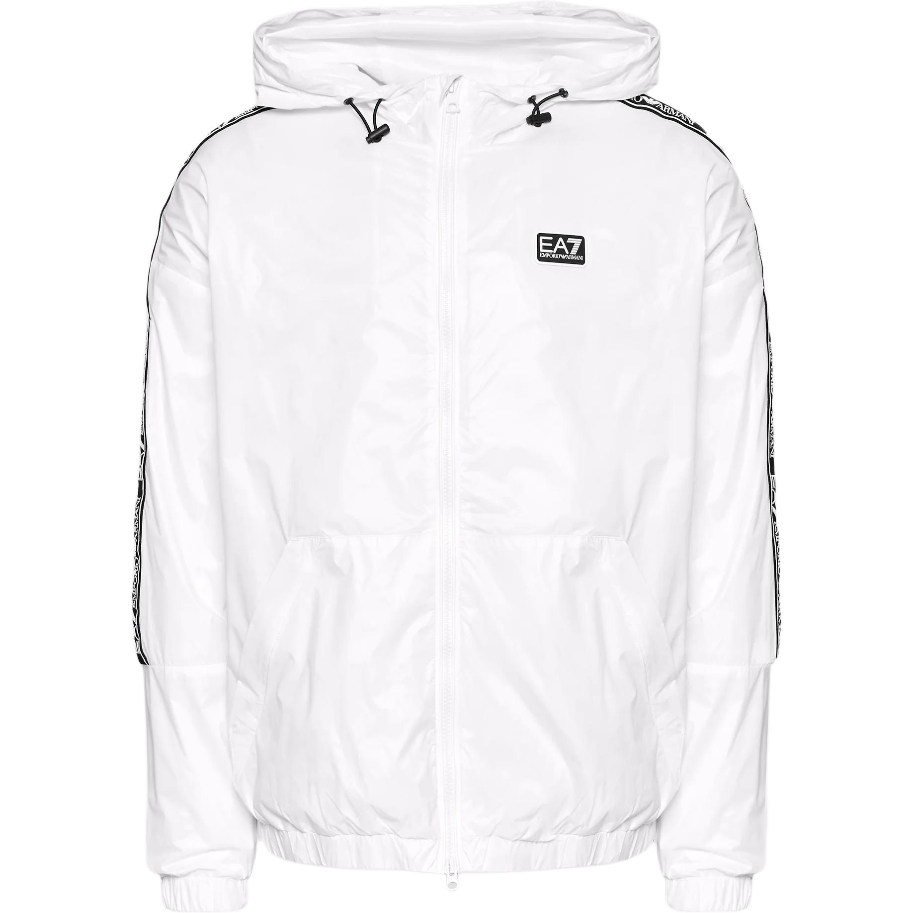 Emporio Armani EA7 SS22 White Logo Patch Striped Zip Jacket 3LPB29-PNR4Z-0100